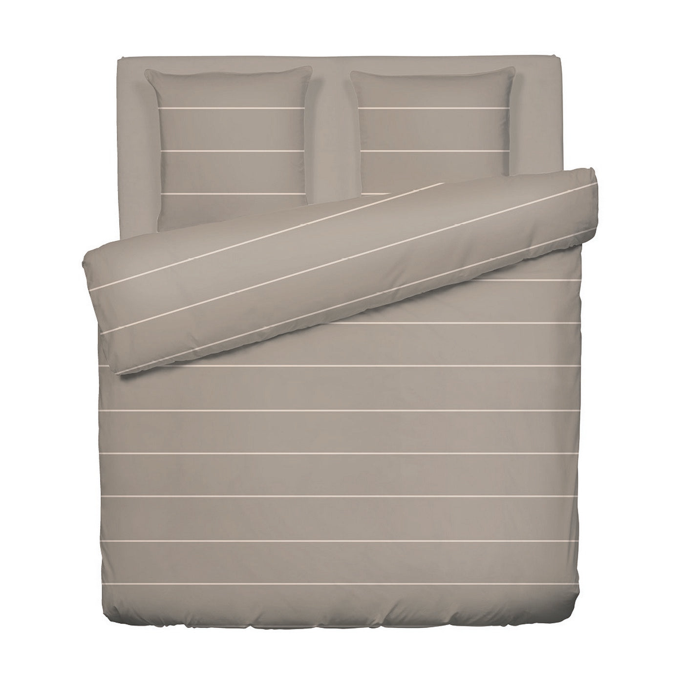 Lucien - Housse De Couette + 1 Ou 2 Taie(S) D'Oreiller - Satin De Coton - Taupe