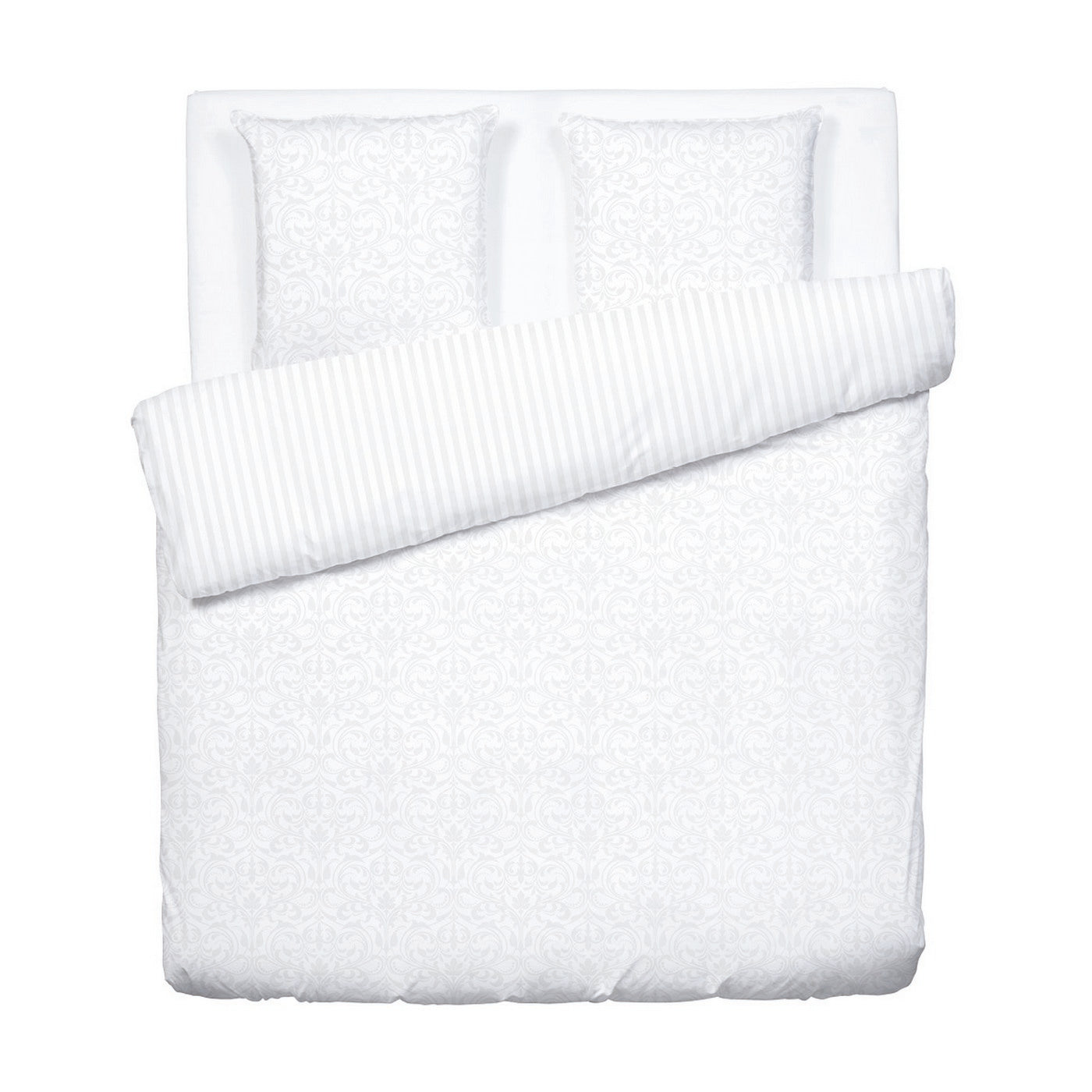 Dentelle Royale - Housse De Couette + 1 Ou 2 Taie(S) D'Oreiller - Satin De Coton Tissé Jacquard - Blanc