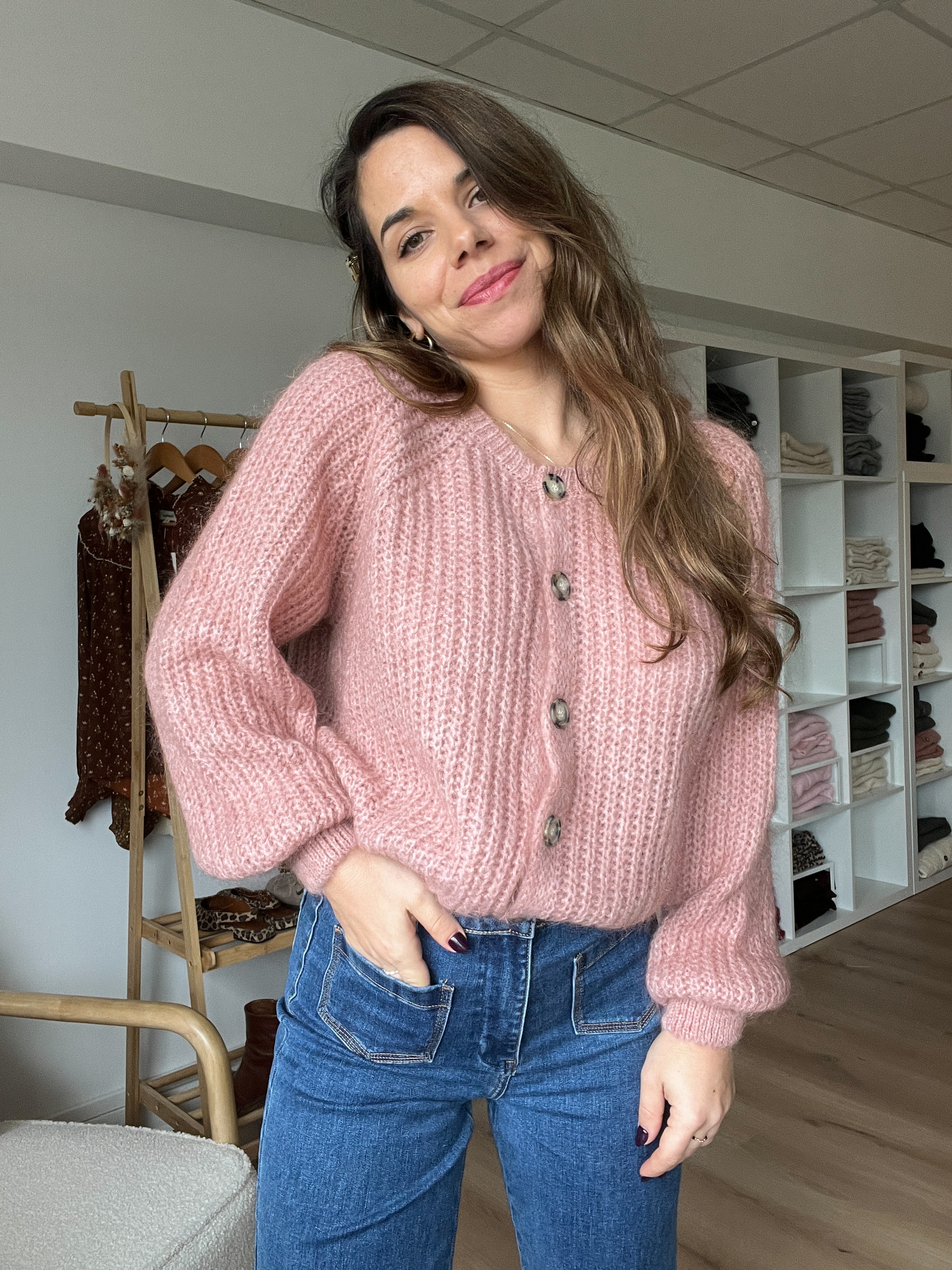 Cardigan Rose Chiné Honorine