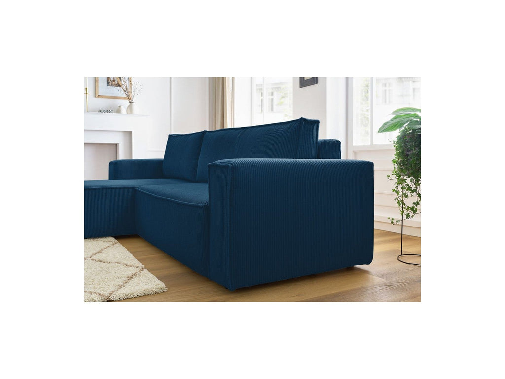 Nihad - Canapé D'Angle Réversible Convertible Coffre - Velours Côtelé