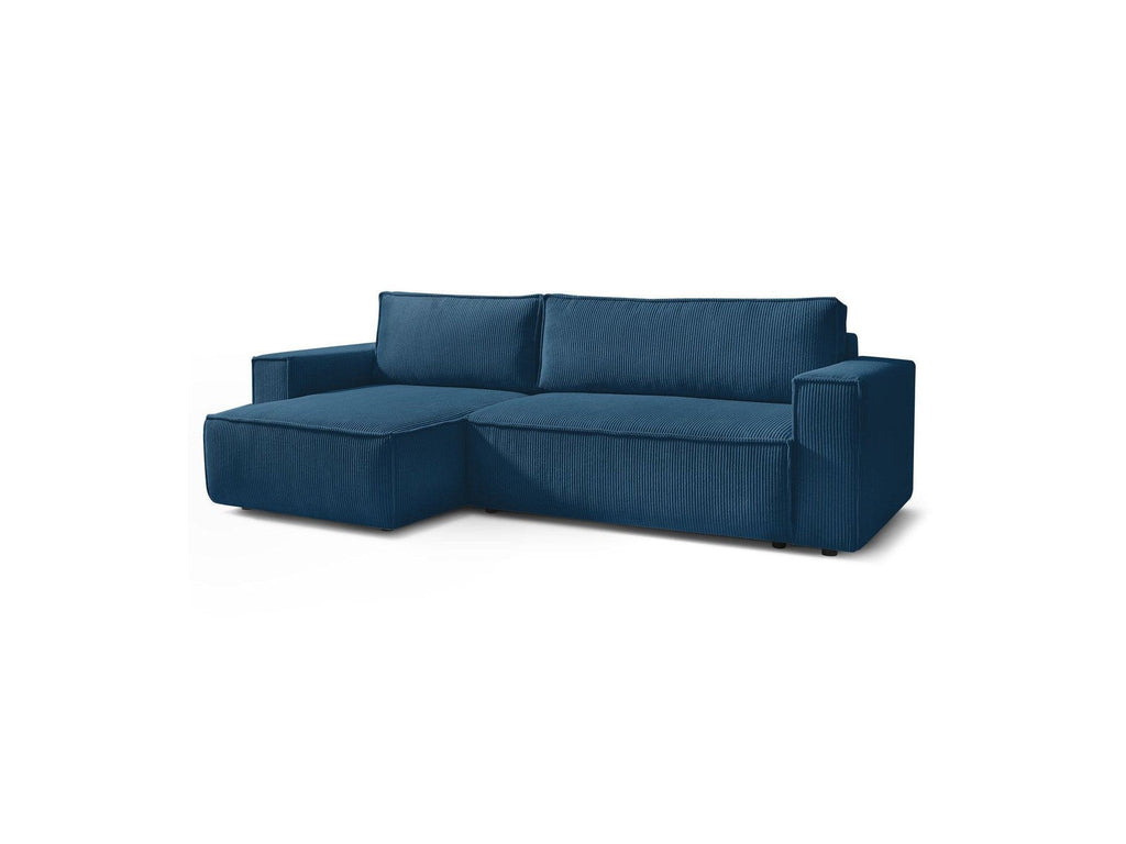 Nihad - Canapé D'Angle Réversible Convertible Coffre - Velours Côtelé