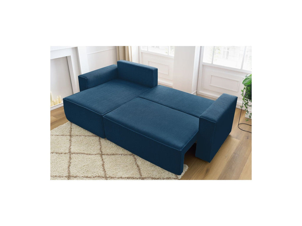 Nihad - Canapé D'Angle Réversible Convertible Coffre - Velours Côtelé
