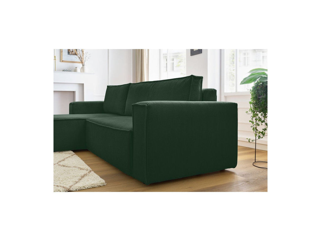 Nihad - Canapé D'Angle Réversible Convertible Coffre - Velours Côtelé