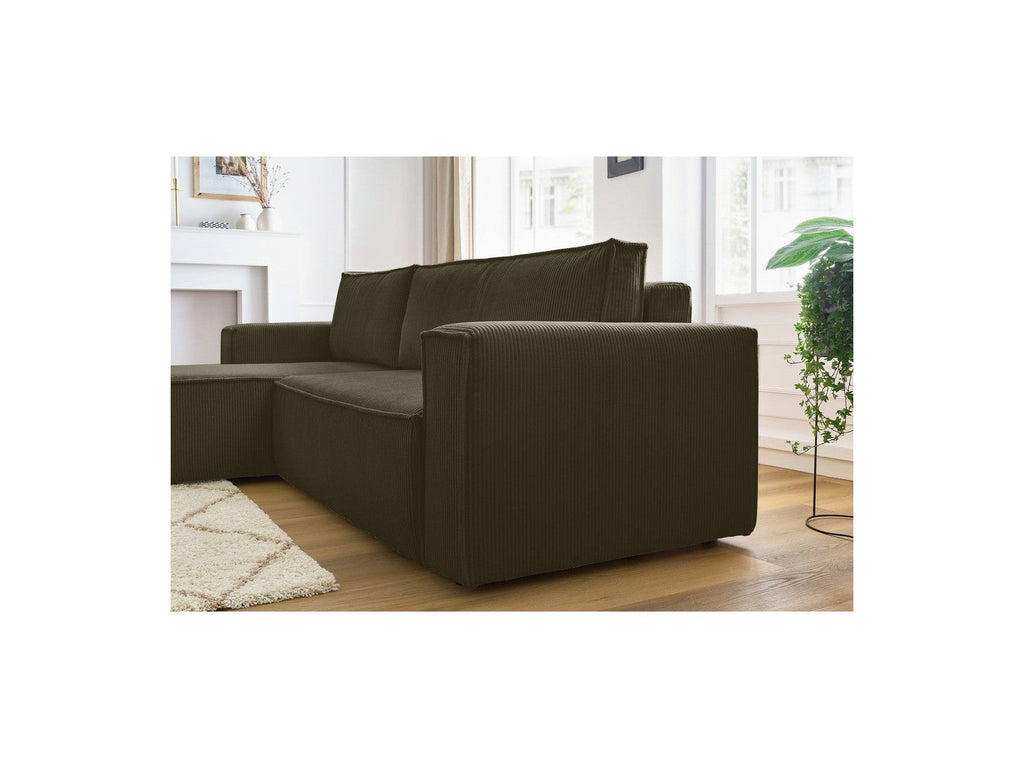 Nihad - Canapé D'Angle Réversible Convertible Coffre - Velours Côtelé