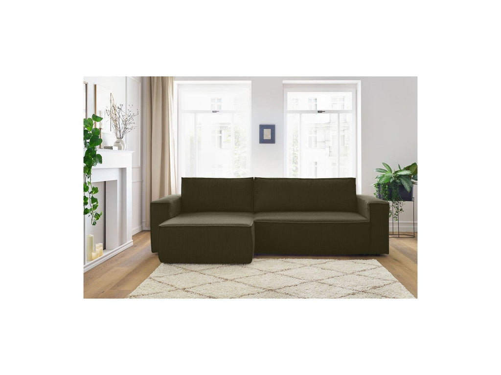 Nihad - Canapé D'Angle Réversible Convertible Coffre - Velours Côtelé