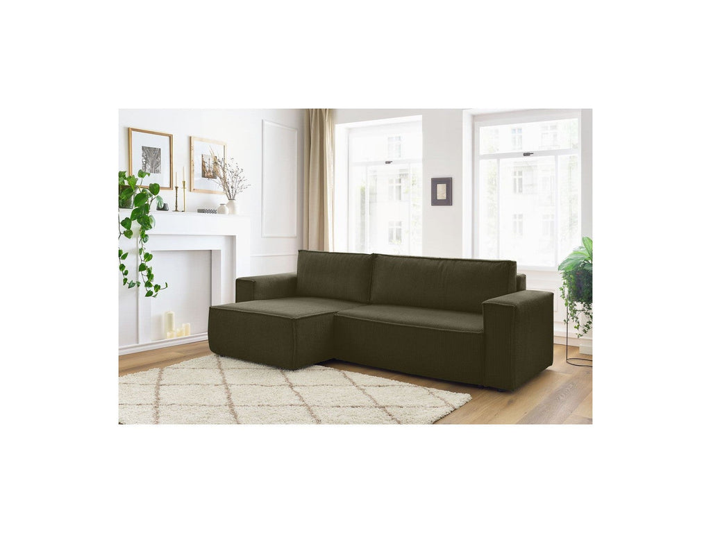 Nihad - Canapé D'Angle Réversible Convertible Coffre - Velours Côtelé