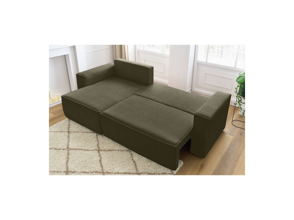 Nihad - Canapé D'Angle Réversible Convertible Coffre - Velours Côtelé