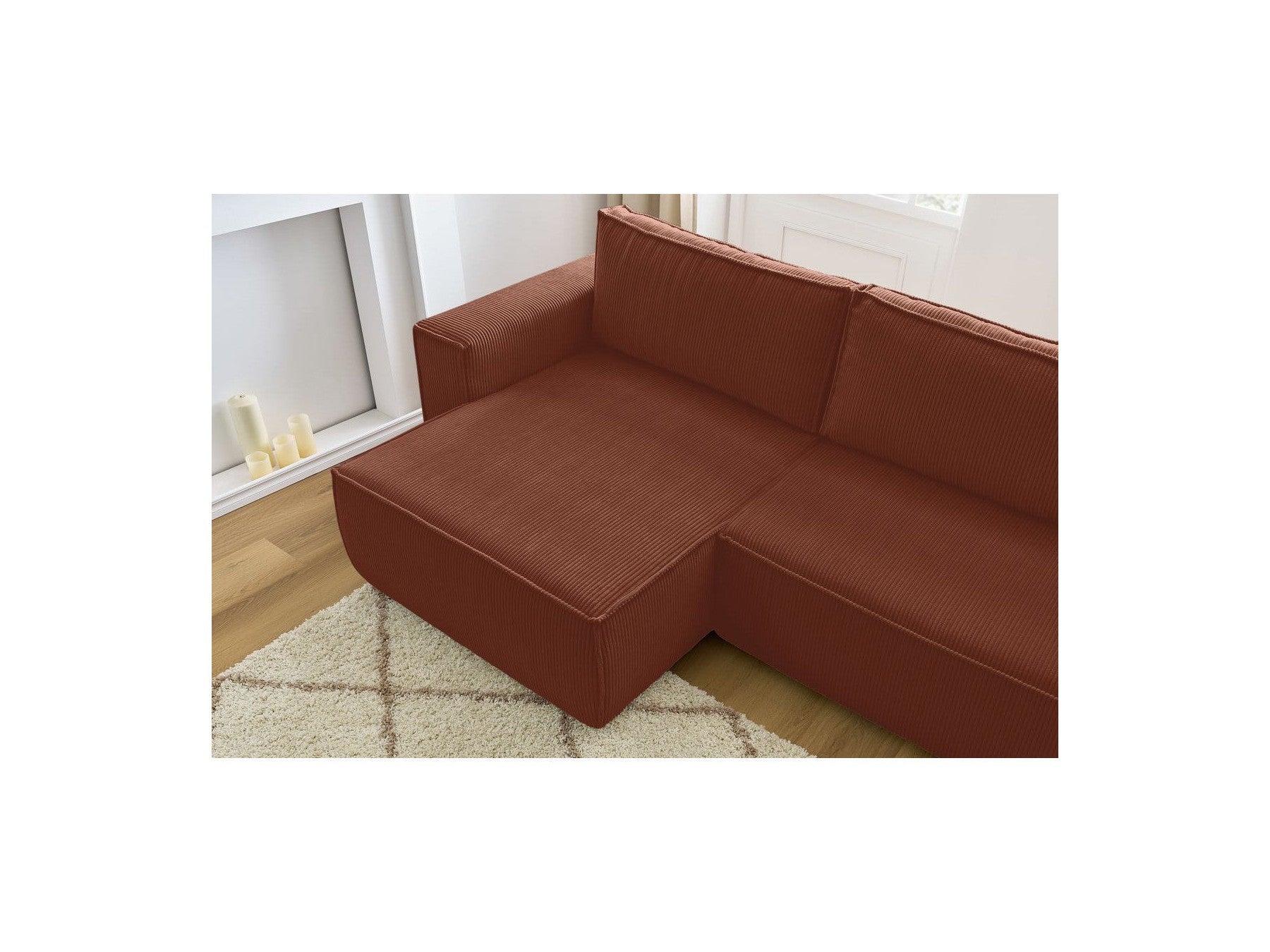 Nihad - Canapé D'Angle Réversible Convertible Coffre - Velours Côtelé