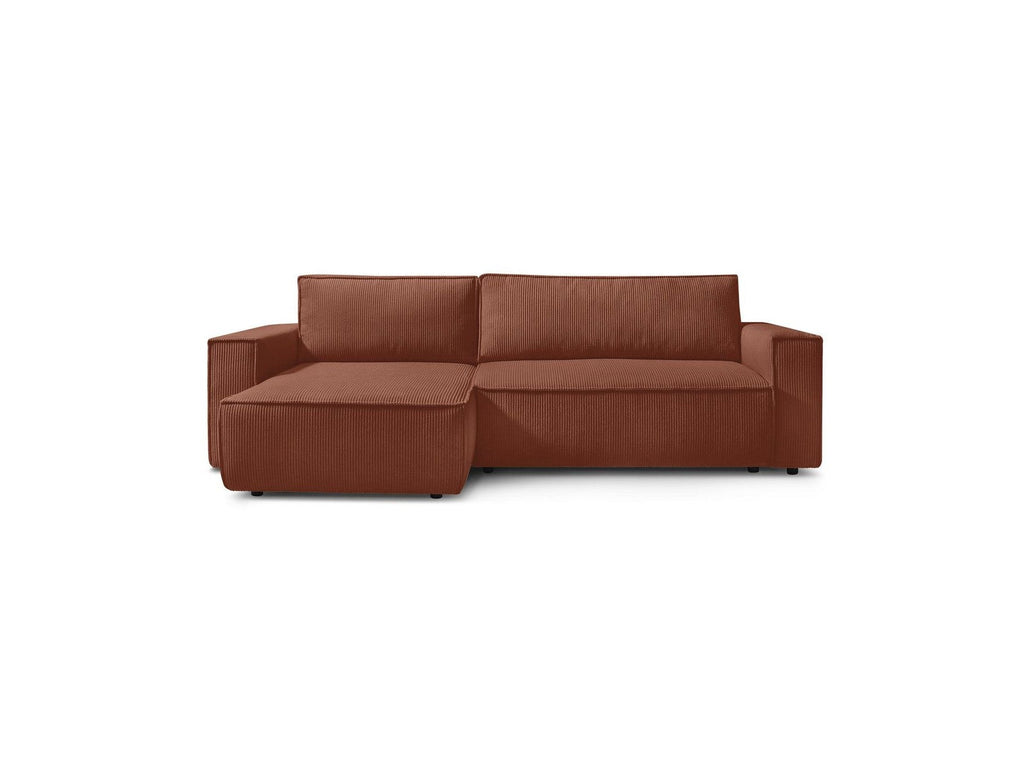Nihad - Canapé D'Angle Réversible Convertible Coffre - Velours Côtelé