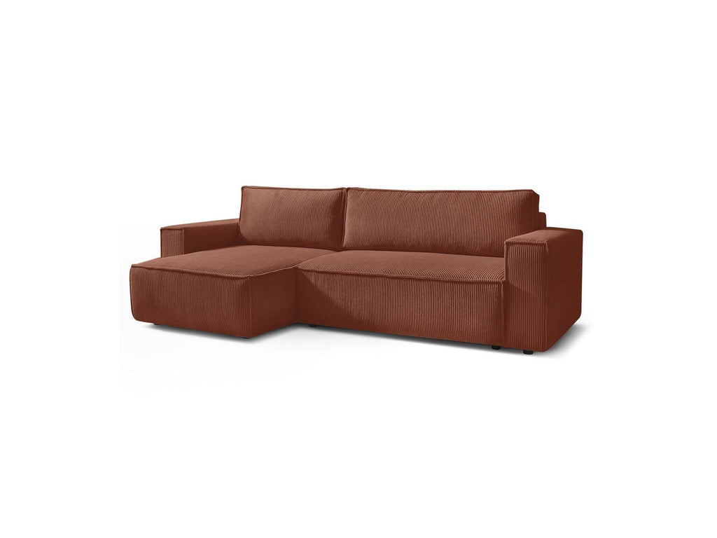 Nihad - Canapé D'Angle Réversible Convertible Coffre - Velours Côtelé