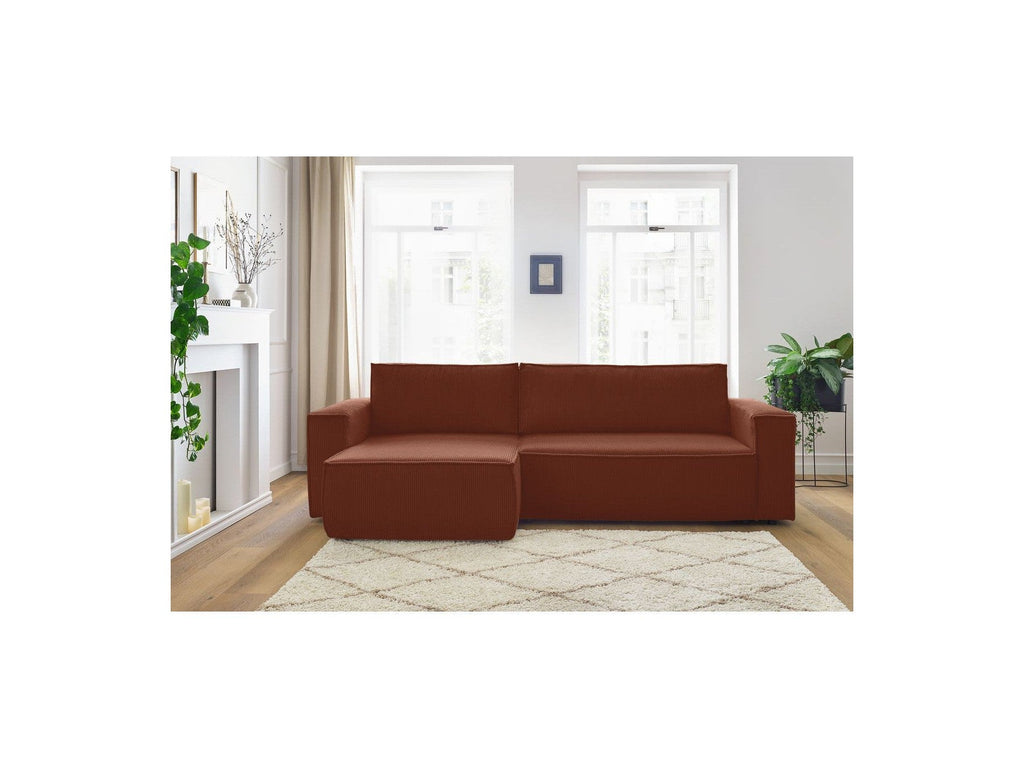 Nihad - Canapé D'Angle Réversible Convertible Coffre - Velours Côtelé