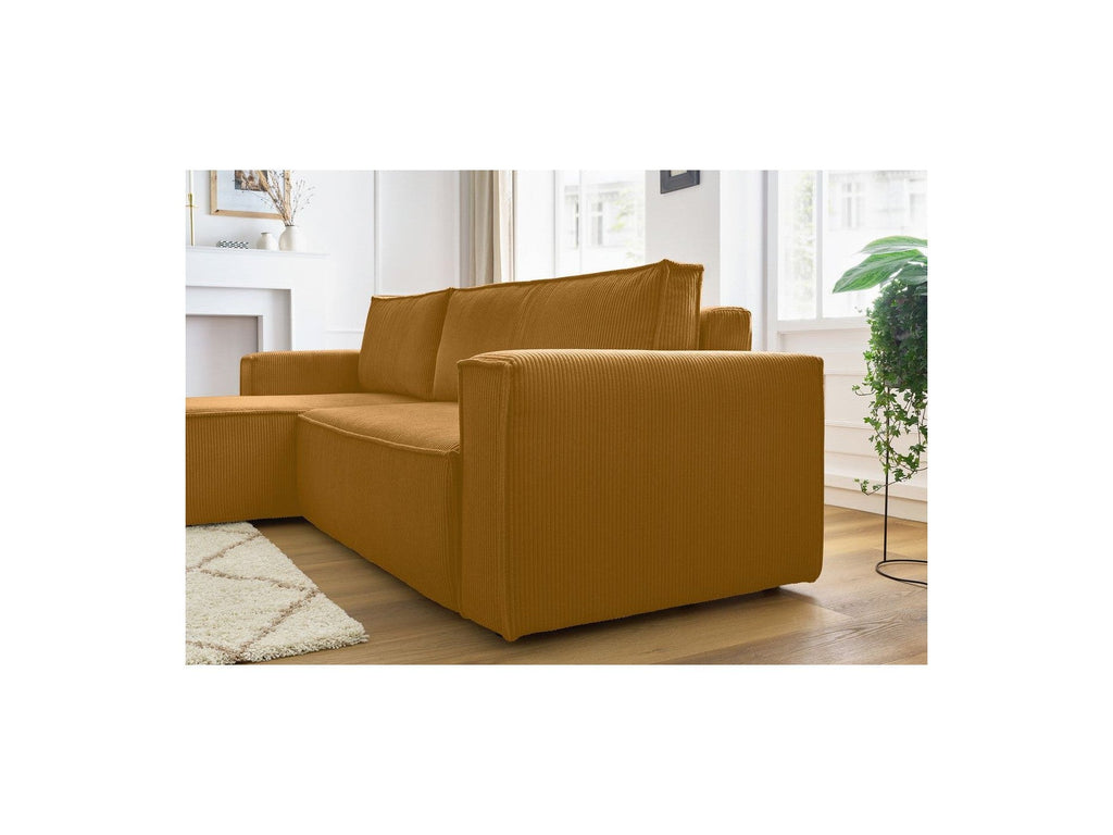 Nihad - Canapé D'Angle Réversible Convertible Coffre - Velours Côtelé