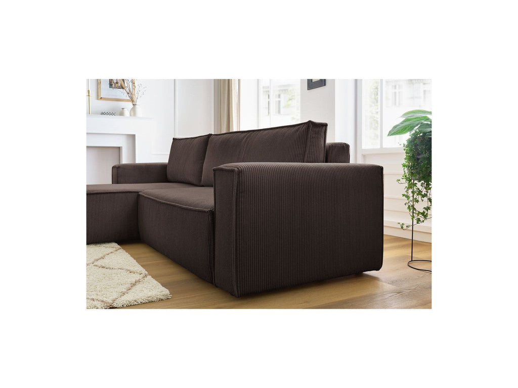 Nihad - Canapé D'Angle Réversible Convertible Coffre - Velours Côtelé