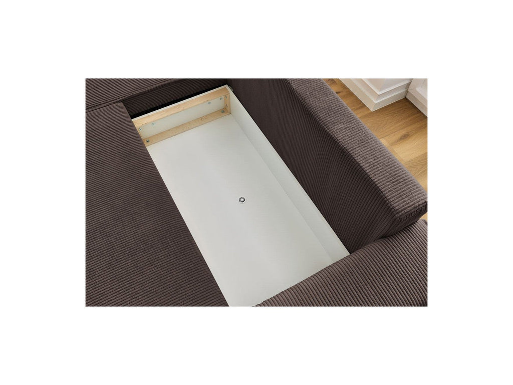 Nihad - Canapé D'Angle Réversible Convertible Coffre - Velours Côtelé