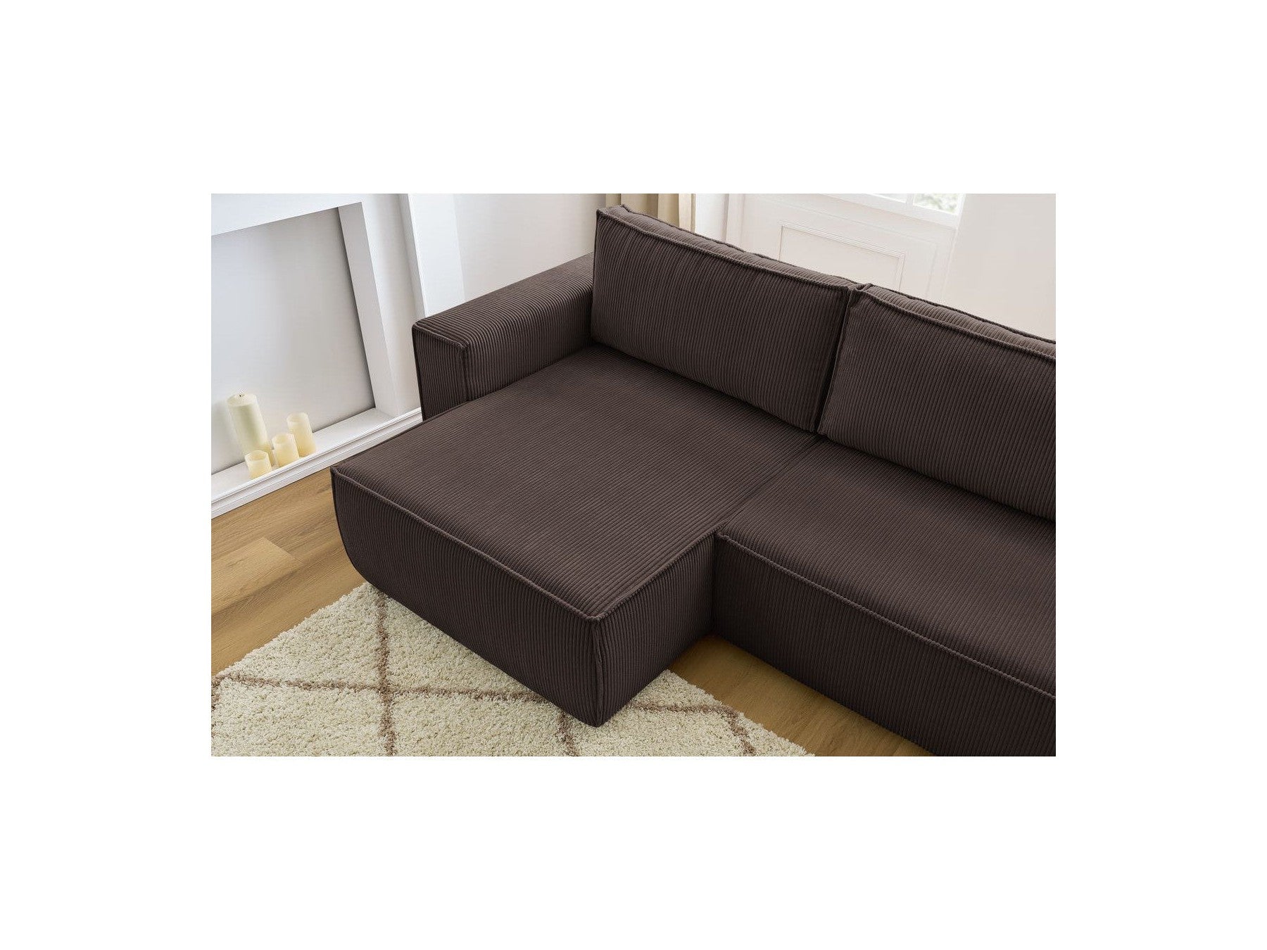 Nihad - Canapé D'Angle Réversible Convertible Coffre - Velours Côtelé