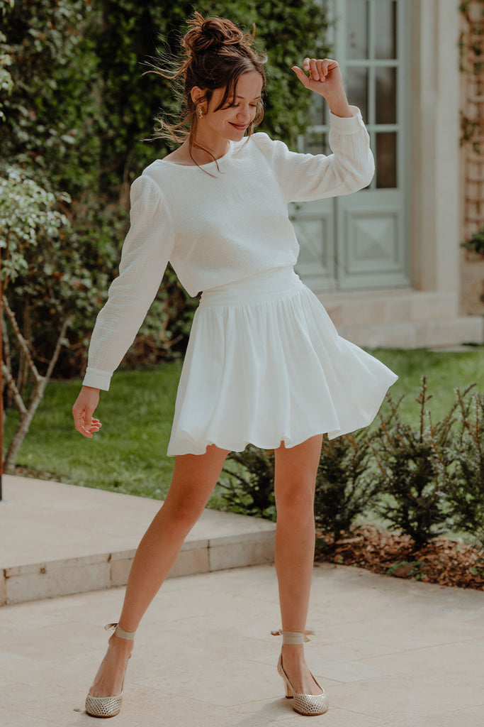 Blouse Lila Blanc Coton