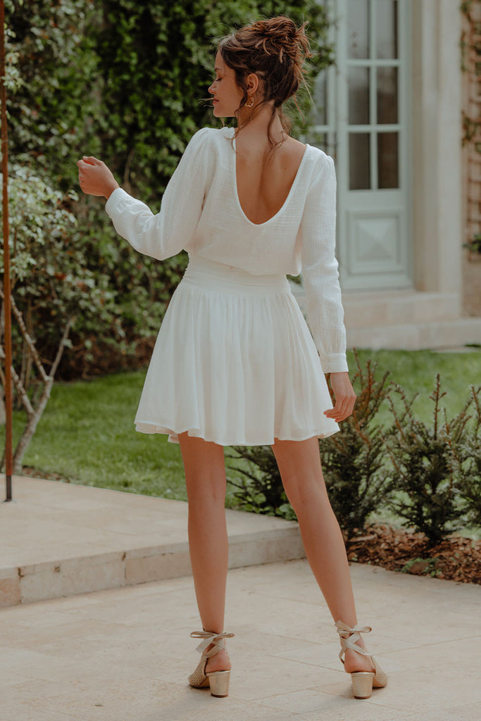 Blouse Lila Blanc Coton