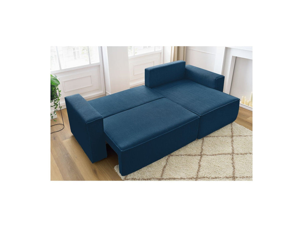 Nihad - Canapé D'Angle Réversible Convertible Coffre - Velours Côtelé