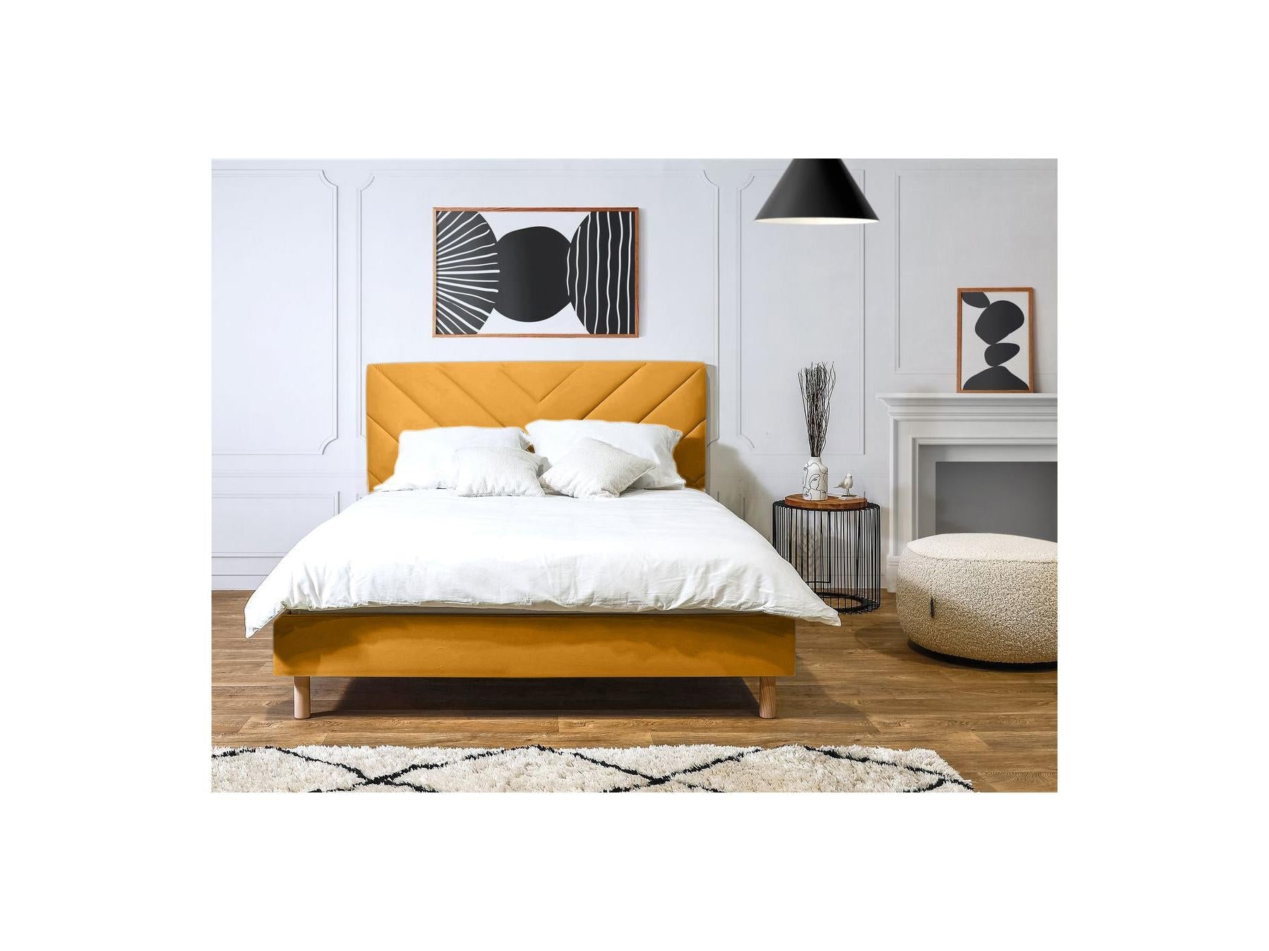 Romane - Lit Avec Lattes Massives - Tissu Velours