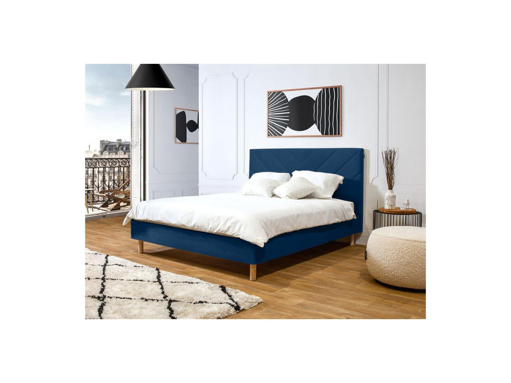 Romane - Lit Avec Lattes Massives - Tissu Velours