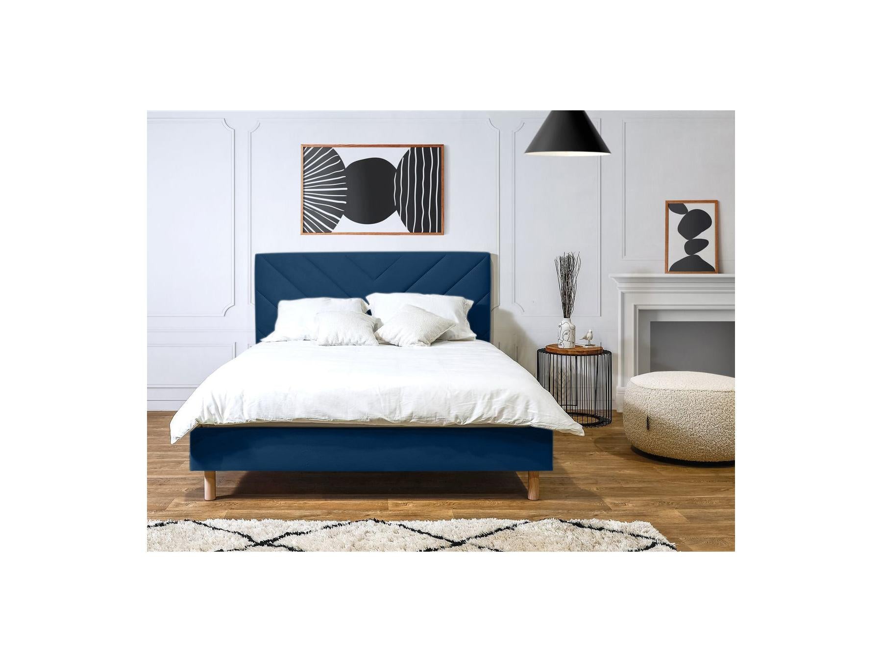 Romane - Lit Avec Lattes Massives - Tissu Velours