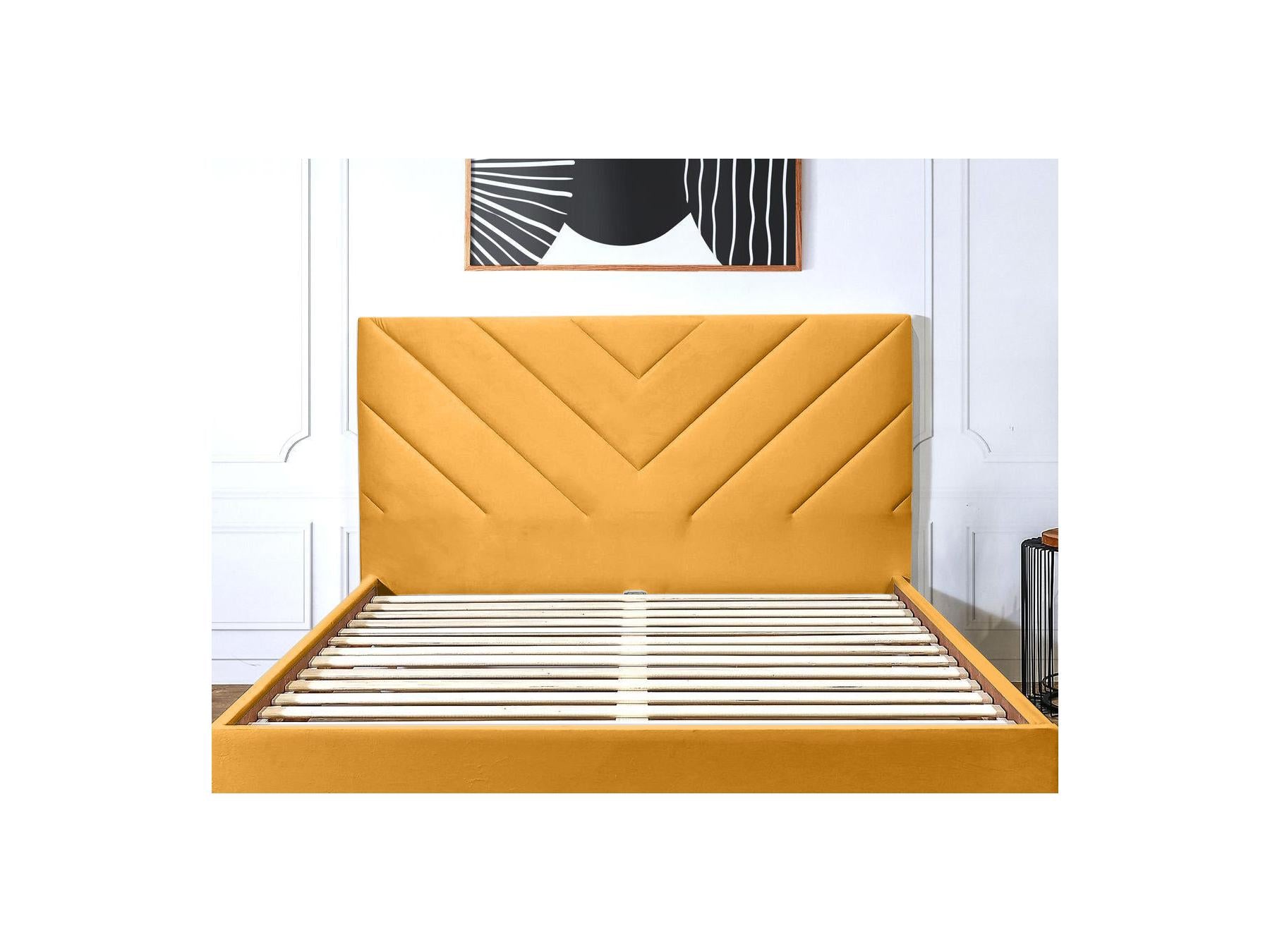 Romane - Lit Avec Lattes Massives - Tissu Velours