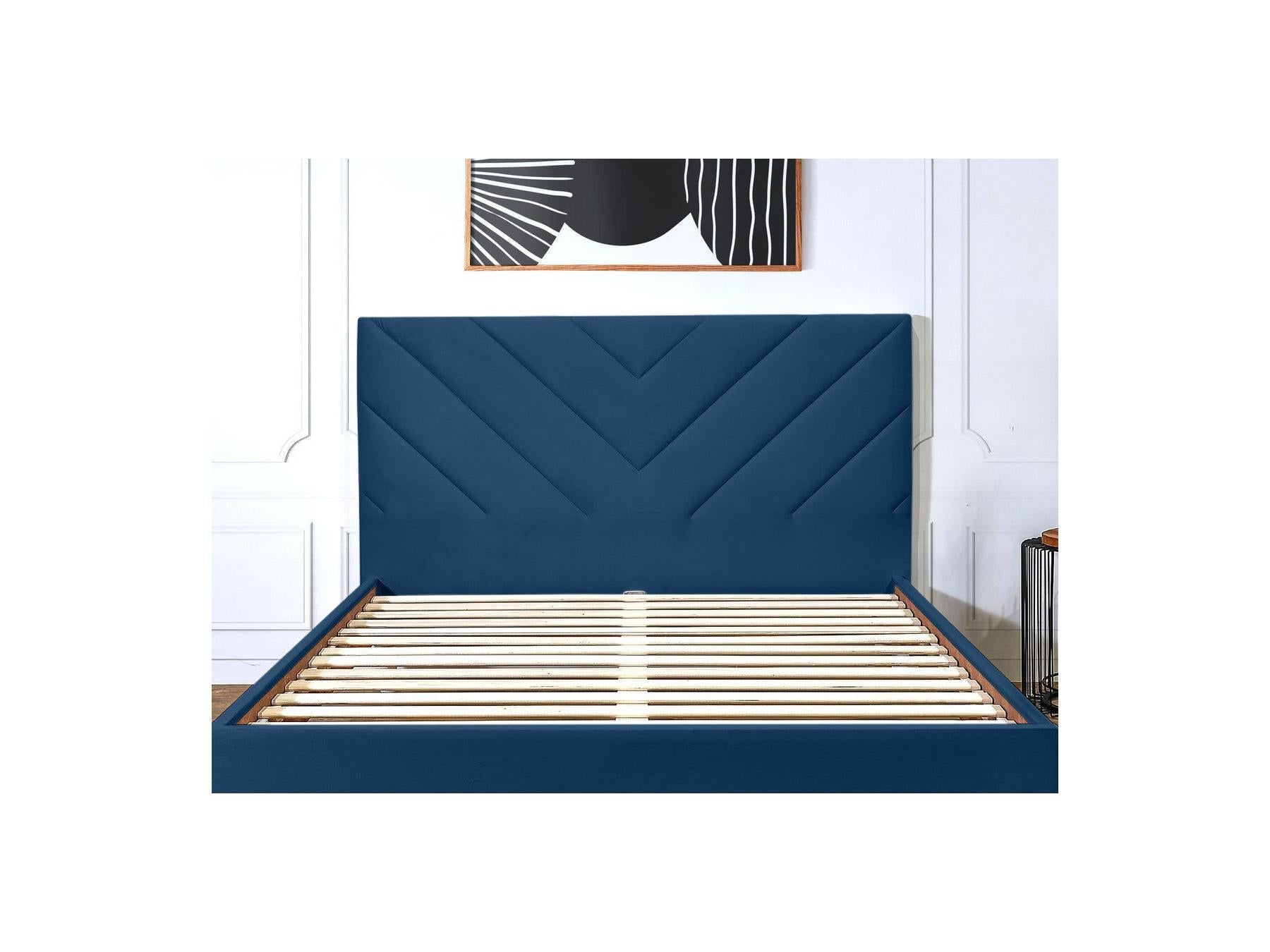 Romane - Lit Avec Lattes Massives - Tissu Velours