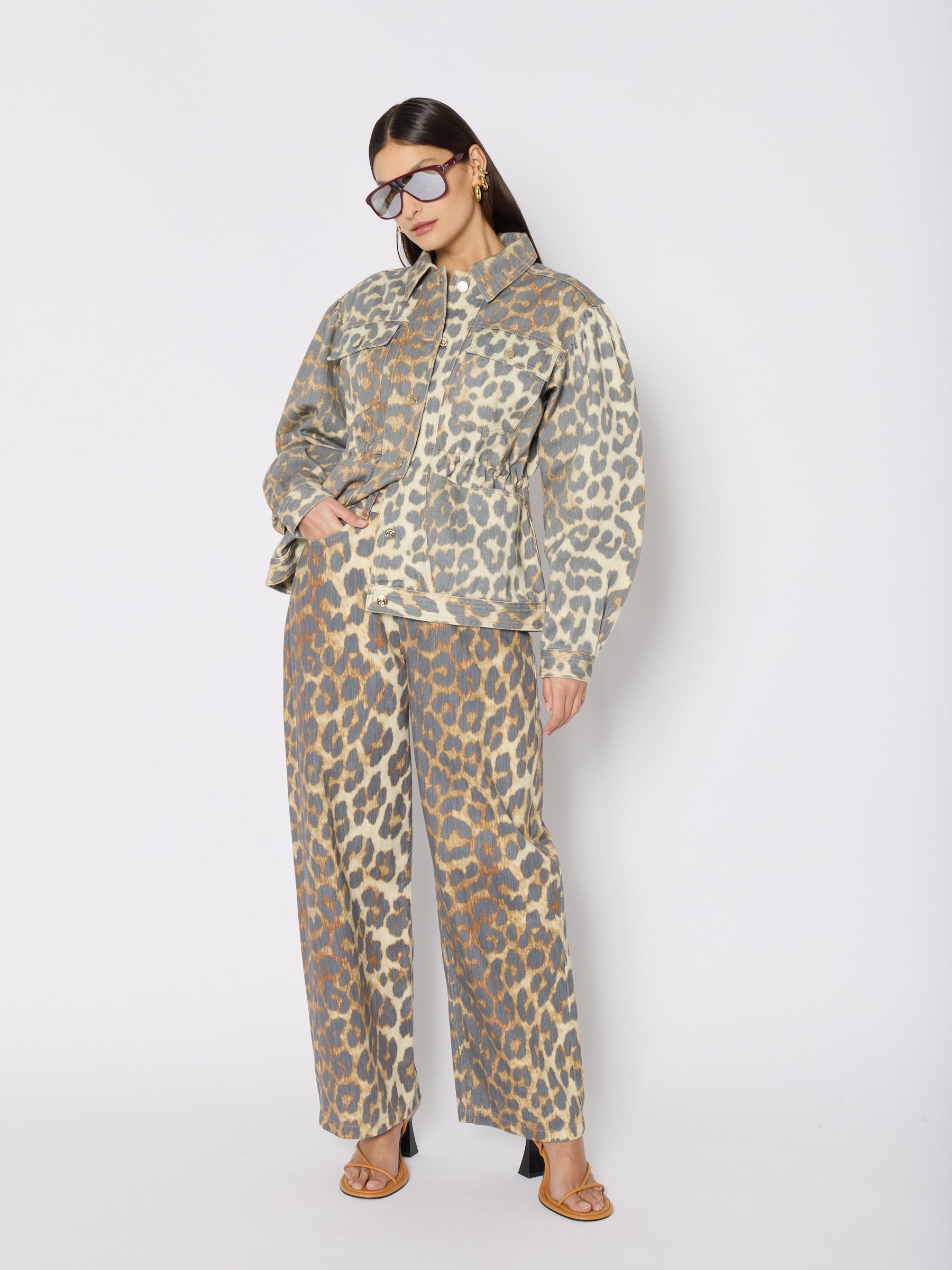 Jean Wide Leg Imprime - Leopard