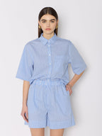 Short Raye Avec Strass - Light-Blue