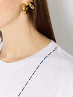 Tshirt Avec Collier Perles - White