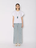 Tshirt Avec Collier Perles - White