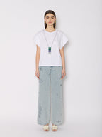 Tshirt Avec Collier Perles - White