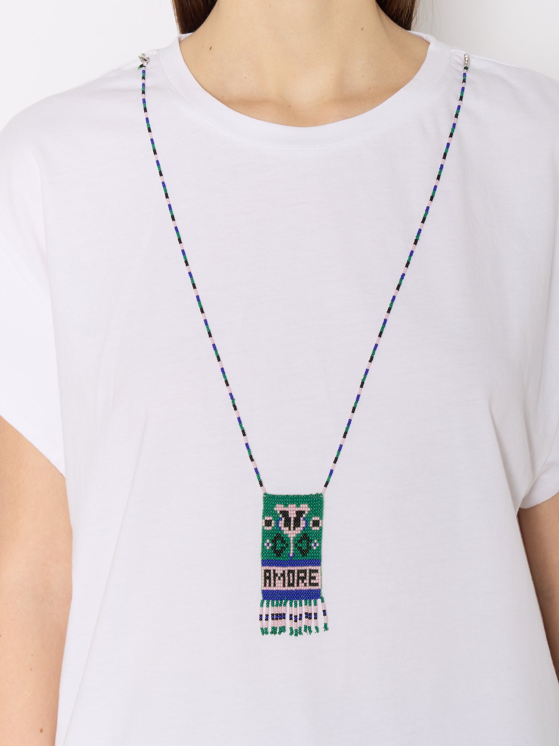 Tshirt Avec Collier Perles - White