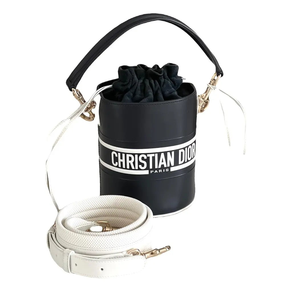 Christian Dior Vibe Drawstring Bucket Bag Leather Small
