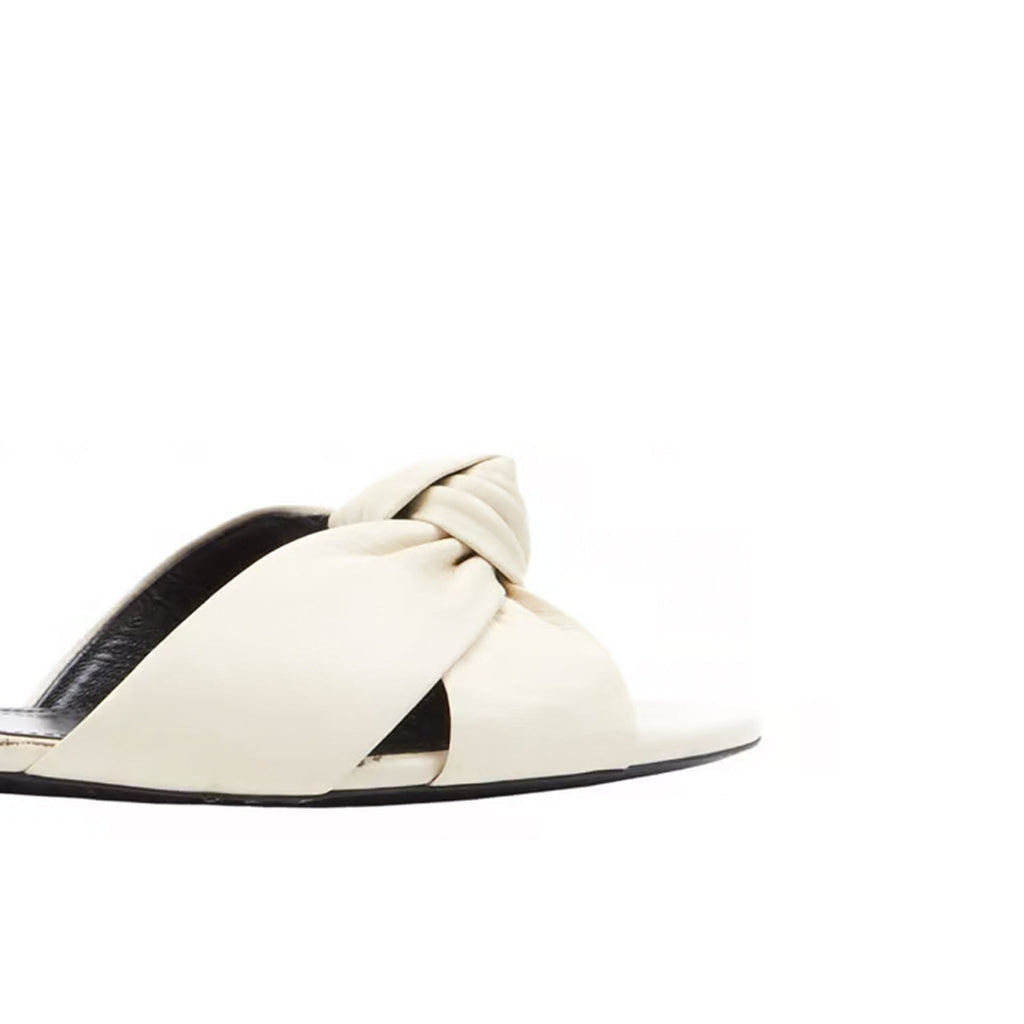 Claquettes Saint Laurent Leather - Cream - Femme