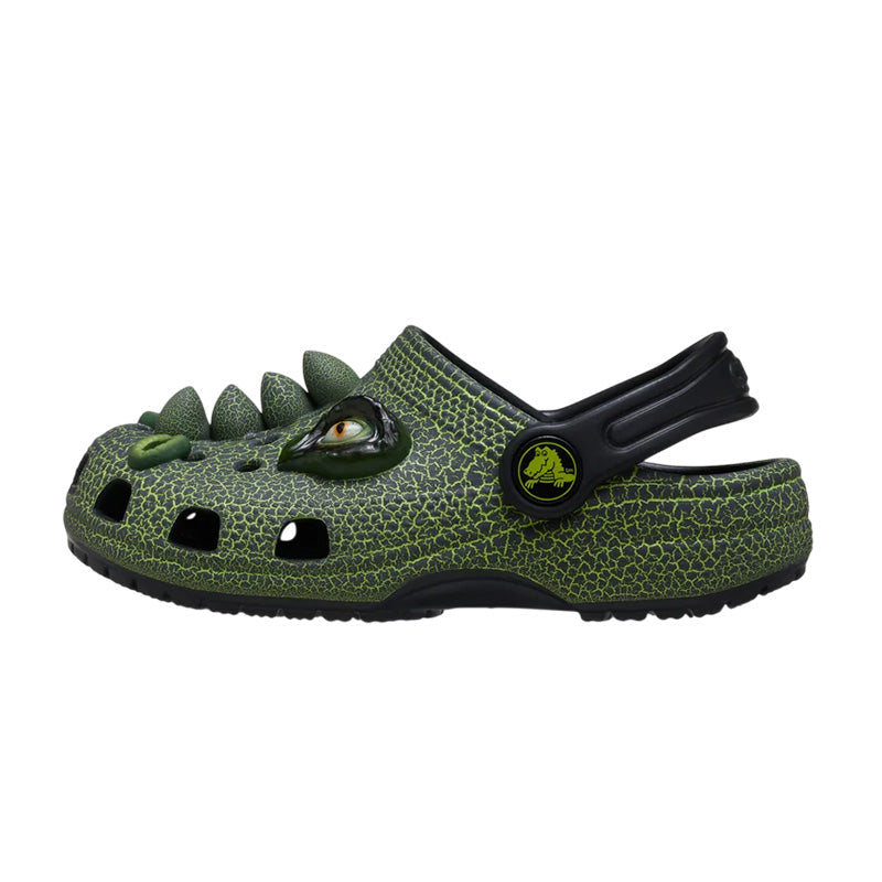 Sabots Crocs Classic Iam Scary Dino Clog Enfant - Noir, Vert