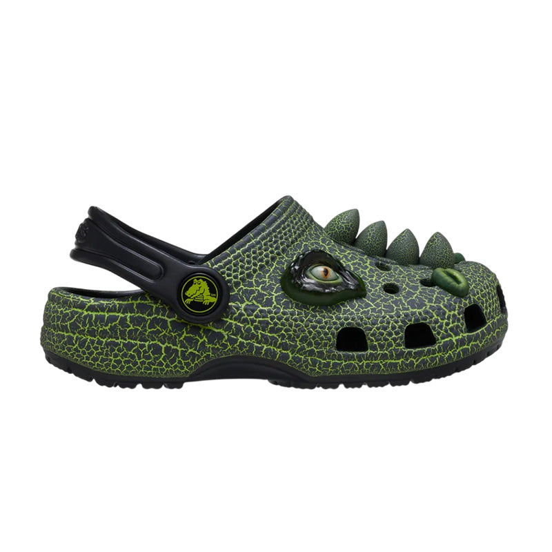 Sabots Crocs Classic Iam Scary Dino Clog Enfant - Noir, Vert
