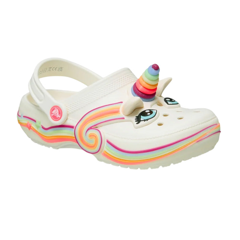 Sabots Crocs Classic Iam Unicorn Lights Enfant - Craie Blanche