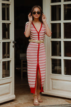 Robe Évy Rayé Rouge