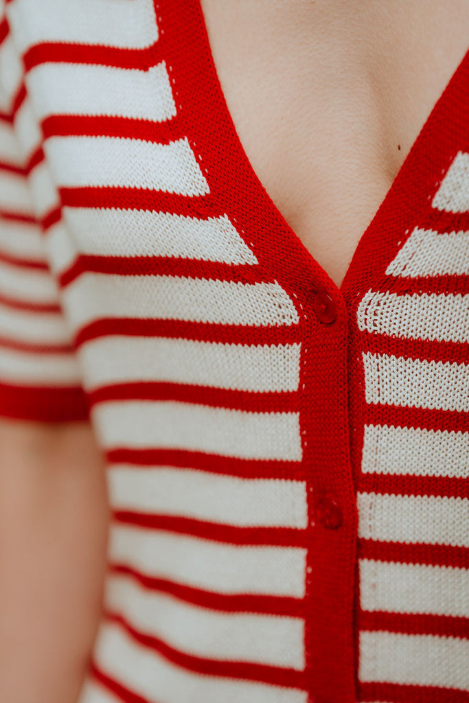 Robe Évy Rayé Rouge
