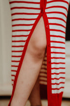 Robe Évy Rayé Rouge