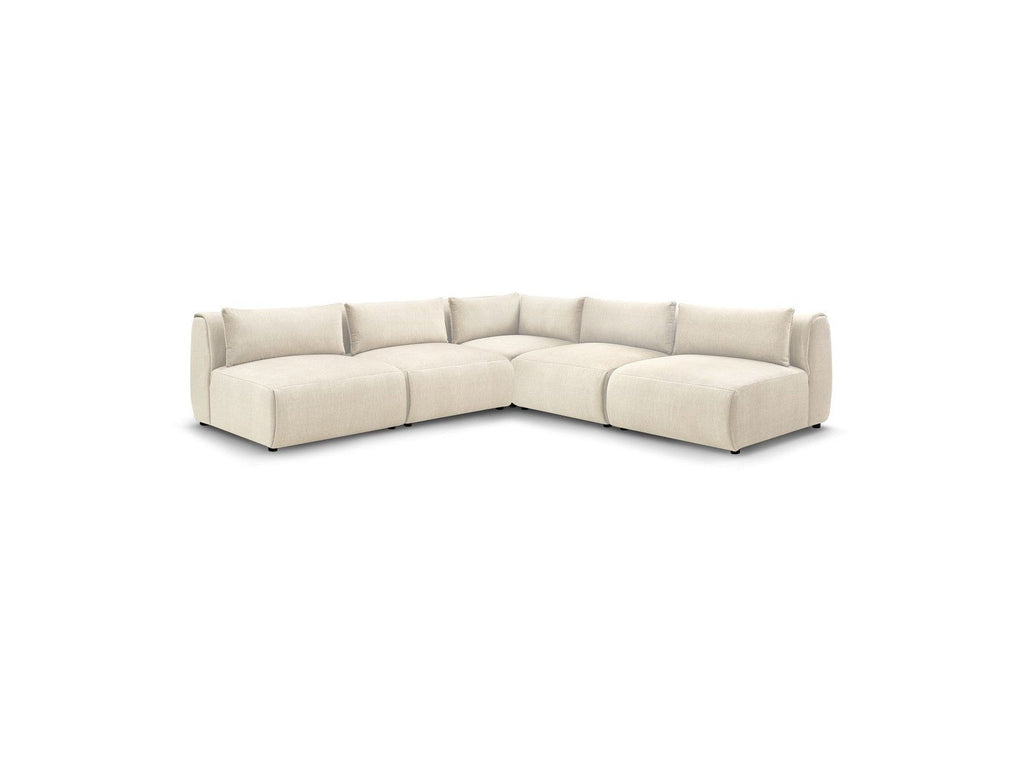 Jeanne - Canapé D'Angle Fixe Modulable - Tissu Velours Avec 4 Chauffeuses Et 1 Angle