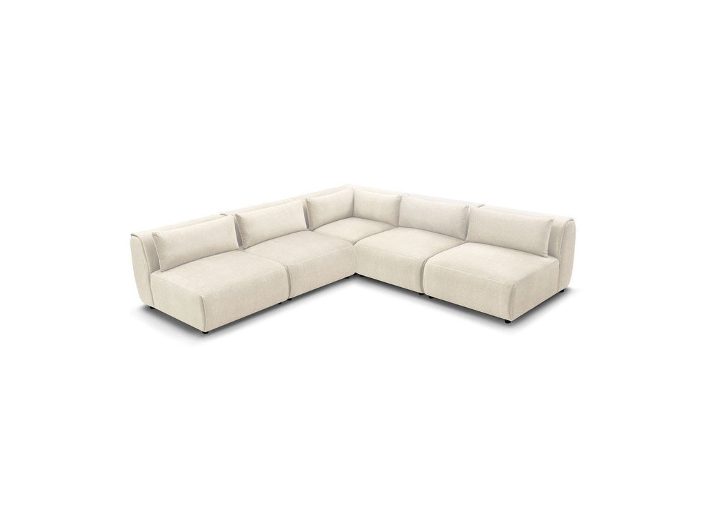 Jeanne - Canapé D'Angle Fixe Modulable - Tissu Velours Avec 4 Chauffeuses Et 1 Angle