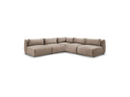 Jeanne - Canapé D'Angle Fixe Modulable - Tissu Velours Avec 4 Chauffeuses Et 1 Angle
