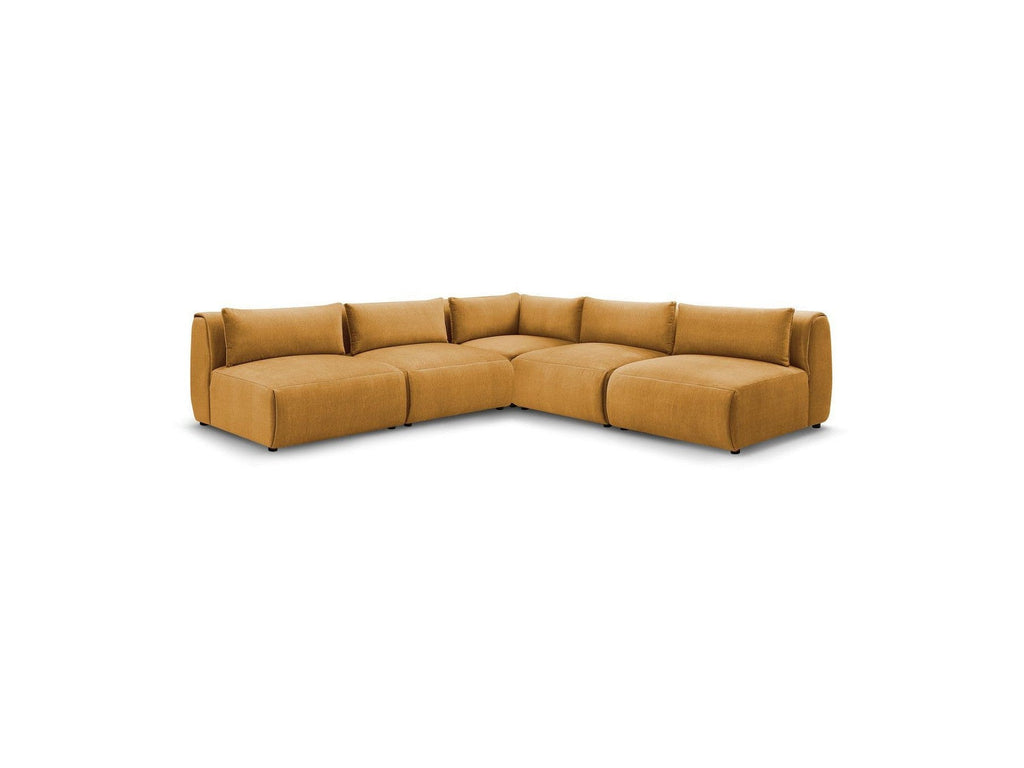 Jeanne - Canapé D'Angle Fixe Modulable - Tissu Velours Avec 4 Chauffeuses Et 1 Angle