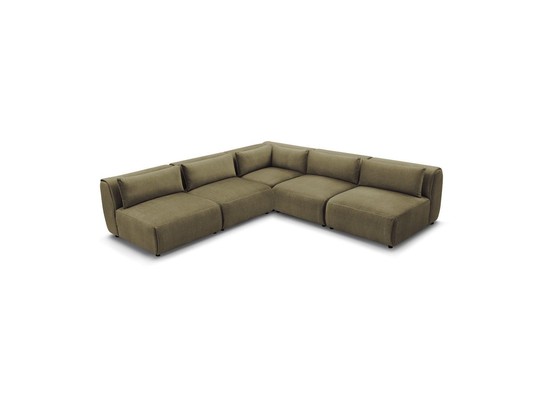 Jeanne - Canapé D'Angle Fixe Modulable - Tissu Velours Avec 4 Chauffeuses Et 1 Angle