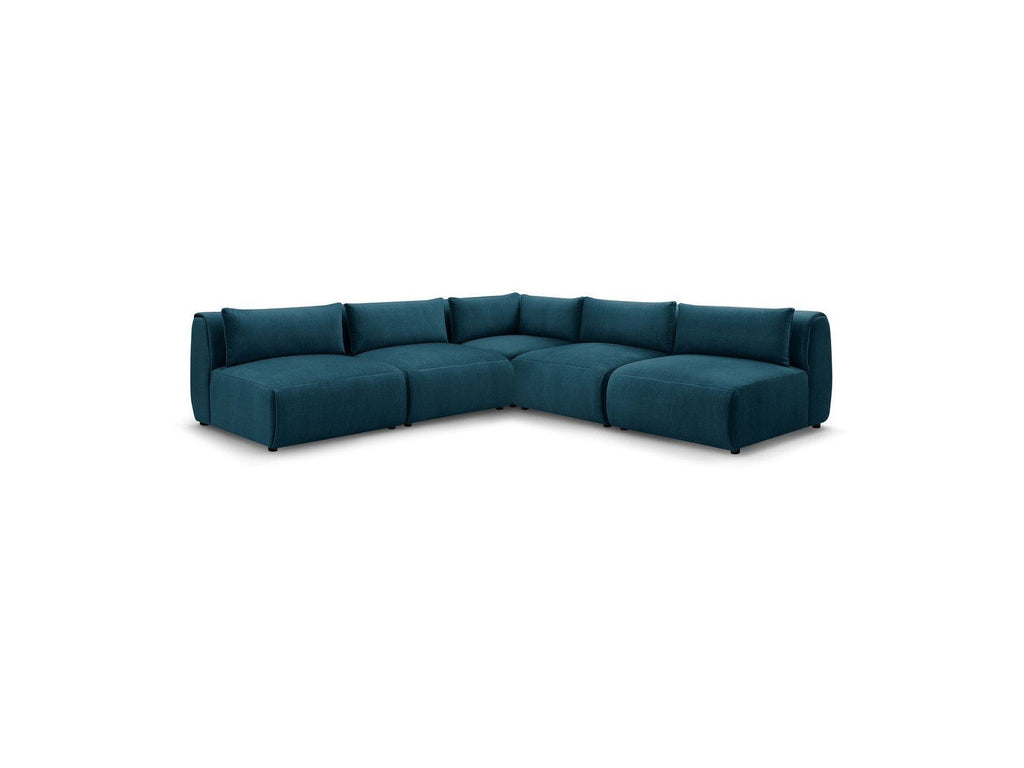 Jeanne - Canapé D'Angle Fixe Modulable - Tissu Velours Avec 4 Chauffeuses Et 1 Angle