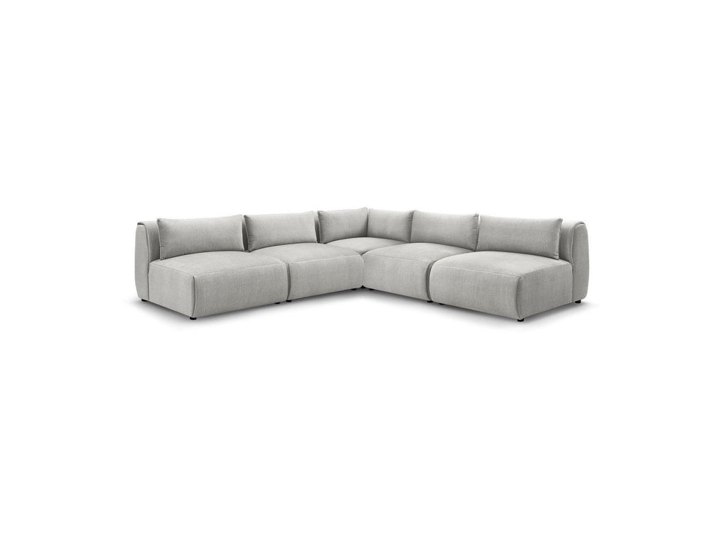 Jeanne - Canapé D'Angle Fixe Modulable - Tissu Velours Avec 4 Chauffeuses Et 1 Angle