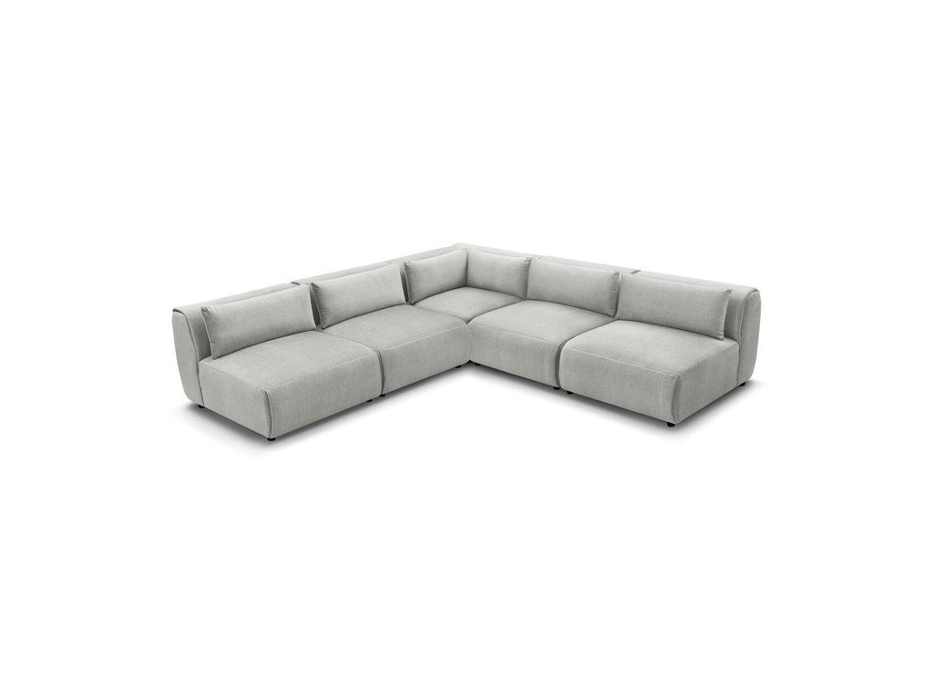 Jeanne - Canapé D'Angle Fixe Modulable - Tissu Velours Avec 4 Chauffeuses Et 1 Angle