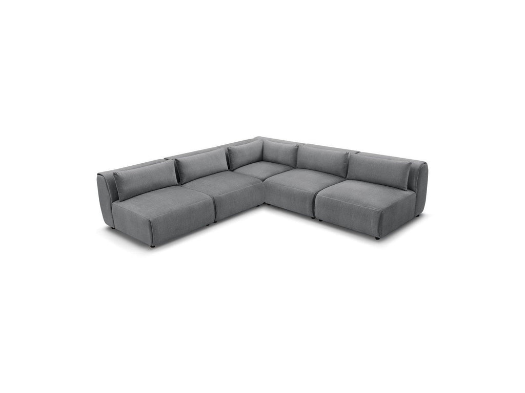 Jeanne - Canapé D'Angle Fixe Modulable - Tissu Velours Avec 4 Chauffeuses Et 1 Angle